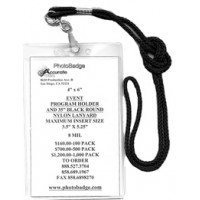Vinyl Top Load 4" x 6" Program Holder + Lanyard  - 100 Pack